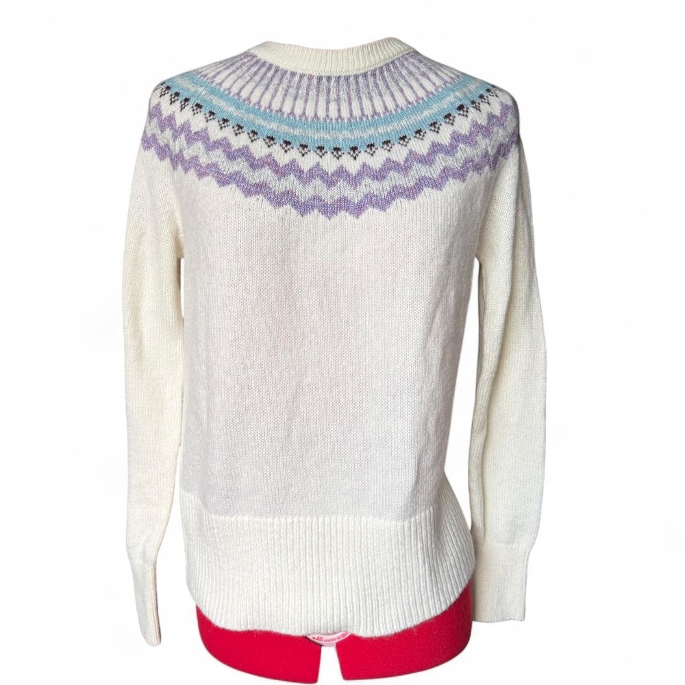 LOFT off-white sweater fair isle nordic purple blue silver BNWT XS classic